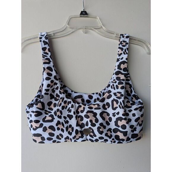 Beachsissi Women's White & Black Leopard Print Bikini Top Size M - Picture 1 of 4